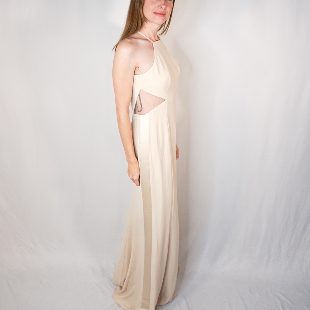 WHITE VERA WANG Crepe Cutaway Dress Illusion NWT - Picture 2 of 6